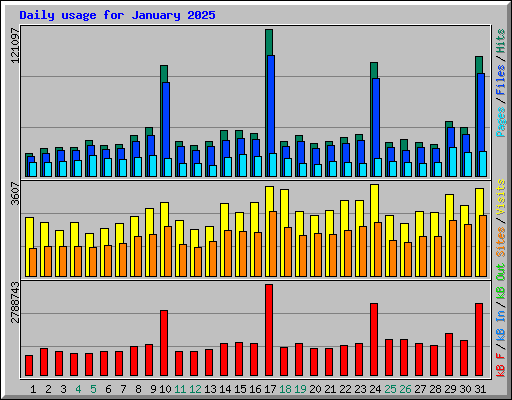 Daily usage for January 2025