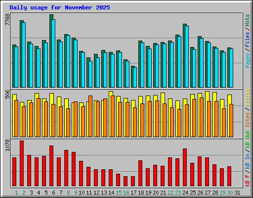 Daily usage for November 2025